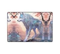 WZYWHJ Tapis de sol antidérapant Phosphore Wolf Imprimé doux et confortable Bonne absorption de l'eau Taille Nom pour salon et balcon