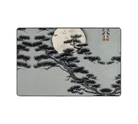 WZYWHJ Tapis de sol antidérapant Pin Tree Under the Moon Imprime doux et confortable bonne absorption d'eau Taille Nom pour salon et balcon