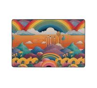 WZYWHJ Tapis de sol antidérapant pour salon, chambre d'enfant, tapis de jeu, 152,4 x 99,1 cm, image arc-en-ciel étrange