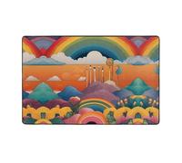 WZYWHJ Tapis de sol antidérapant pour salon, chambre d'enfant, tapis de jeu, 152,4 x 99,1 cm, image arc-en-ciel étrange