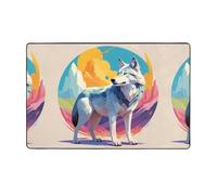 WZYWHJ Tapis de sol antidérapant pour salon, chambre d'enfant, tapis de jeu 152,4 x 99,1 cm, imprimé de loup National Geographic