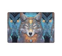 WZYWHJ Tapis de sol antidérapant pour salon, chambre d'enfant, tapis de jeu, 152,4 x 99,1 cm, imprimé loup féroce