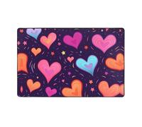WZYWHJ Tapis de sol antidérapant pour salon, chambre d'enfant, tapis de jeu, 152,4 x 99,1 cm, motif étoiles filantes, cœur