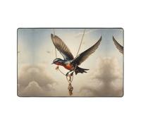 WZYWHJ Tapis de sol antidérapant pour salon, chambre d'enfant, tapis de jeu 152,4 x 99,1 cm, motif petites hirondelles se balançant