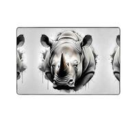 WZYWHJ Tapis de sol antidérapant pour salon, chambre d'enfant, tapis de jeu, 152,4 x 99,1 cm, motif Rhino encre éclaboussures