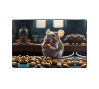WZYWHJ Tapis de sol antidérapant pour salon, chambre d'enfant, tapis de jeu, 152,4 x 99,1 cm, motif souris mangeant des cacahuètes
