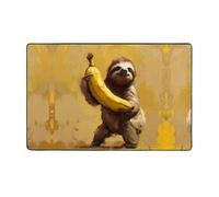 WZYWHJ Tapis de sol antidérapant pour salon, chambre d'enfant, tapis de jeu, 152,4 x 99,1 cm, paresseux portant une banane imprimé