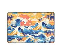 WZYWHJ Tapis de sol antidérapant pour salon, chambre d'enfant, tapis de jeu 152,4 x 99,1 cm, plage maui, hawaïen, coucher de soleil, vagues, nuages