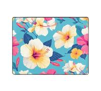 WZYWHJ Tapis de sol antidérapant pour salon, chambre d'enfant, tapis de jeu, 160 x 121,9 cm, beaux imprimés de fleurs d'hibiscus