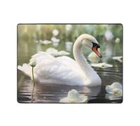 WZYWHJ Tapis de sol antidérapant pour salon, chambre d'enfant, tapis de jeu, 160 x 121,9 cm, beaux imprimés de cygnes blancs