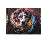 WZYWHJ Tapis de sol antidérapant pour salon, chambre d'enfant, tapis de jeu 160 x 121,9 cm, dalmatien jouant avec impression de pelotes de fil