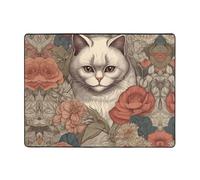 WZYWHJ Tapis de sol antidérapant pour salon, chambre d'enfant, tapis de jeu, 160 x 121,9 cm, gros plan d'empreintes d'œil de chat profondes