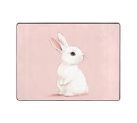 WZYWHJ Tapis de sol antidérapant pour salon, chambre d'enfant, tapis de jeu, 160 x 121,9 cm, image de lapin blanc