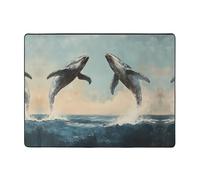 WZYWHJ Tapis de sol antidérapant pour salon, chambre d'enfant, tapis de jeu, 160 x 121,9 cm, image de saut de baleine