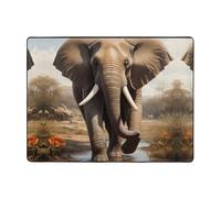 WZYWHJ Tapis de sol antidérapant pour salon, chambre d'enfant, tapis de jeu, 160 x 121,9 cm, image d'éléphant majestueux