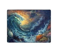 WZYWHJ Tapis de sol antidérapant pour salon, chambre d'enfant, tapis de jeu, 160 x 121,9 cm, image d'illustration de vague