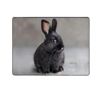 WZYWHJ Tapis de sol antidérapant pour salon, chambre d'enfant, tapis de jeu, 160 x 121,9 cm, imprimé agile petit lapin noir