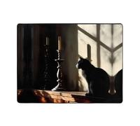 WZYWHJ Tapis de sol antidérapant pour salon, chambre d'enfant, tapis de jeu, 160 x 121,9 cm, imprimé chat et chandelier