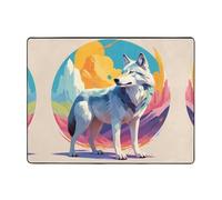 WZYWHJ Tapis de sol antidérapant pour salon, chambre d'enfant, tapis de jeu, 160 x 121,9 cm, imprimé de loup National Geographic