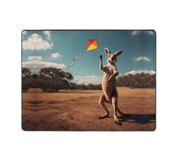 WZYWHJ Tapis de sol antidérapant pour salon, chambre d'enfant, tapis de jeu, 160 x 121,9 cm, imprimé kangourou volant un cerf-volant