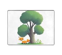 WZYWHJ Tapis de sol antidérapant pour salon, chambre d'enfant, tapis de jeu, 160 x 121,9 cm, imprimé petit renard derrière l'arbre