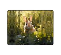 WZYWHJ Tapis de sol antidérapant pour salon, chambre d'enfant, tapis de jeu, 160 x 121,9 cm, imprimé petit lapin dans l'herbe
