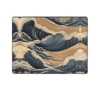 WZYWHJ Tapis de sol antidérapant pour salon, chambre d'enfant, tapis de jeu, 160 x 121,9 cm, imprimé vagues de la Baltique