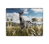 WZYWHJ Tapis de sol antidérapant pour salon, chambre d'enfant, tapis de jeu, 160 x 121,9 cm, imprimé zèbre sur la prairie