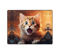 WZYWHJ Tapis de sol antidérapant pour salon, chambre d'enfant, tapis de jeu, 160 x 121,9 cm, motif chaton surpris