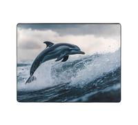 WZYWHJ Tapis de sol antidérapant pour salon, chambre d'enfant, tapis de jeu, 160 x 121,9 cm, motif de saut de dauphin