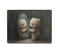 WZYWHJ Tapis de sol antidérapant pour salon, chambre d'enfant, tapis de jeu, 160 x 121,9 cm, motif ours dans le miroir
