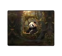 WZYWHJ Tapis de sol antidérapant pour salon, chambre d'enfant, tapis de jeu, 160 x 121,9 cm, motif panda dans le panier suspendu