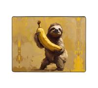 WZYWHJ Tapis de sol antidérapant pour salon, chambre d'enfant, tapis de jeu, 160 x 121,9 cm, motif paresseux portant une banane