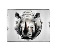 WZYWHJ Tapis de sol antidérapant pour salon, chambre d'enfant, tapis de jeu, 160 x 121,9 cm, motif Rhino encre éclaboussures