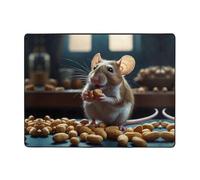 WZYWHJ Tapis de sol antidérapant pour salon, chambre d'enfant, tapis de jeu, 160 x 121,9 cm, motif souris mangeant des cacahuètes