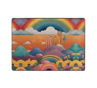 WZYWHJ Tapis de sol antidérapant pour salon, chambre d'enfant, tapis de jeu, 203,2 x 147,3 cm, image arc-en-ciel étrange