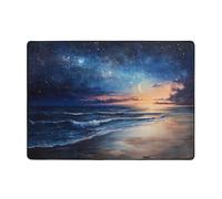 WZYWHJ Tapis de sol antidérapant pour salon, chambre d'enfant, tapis de jeu, 203,2 x 147,3 cm, image de plage tard dans la nuit