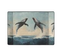 WZYWHJ Tapis de sol antidérapant pour salon, chambre d'enfant, tapis de jeu, 203,2 x 147,3 cm, image de saut de baleine