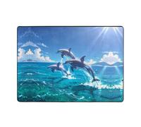 WZYWHJ Tapis de sol antidérapant pour salon, chambre d'enfant, tapis de jeu, 203,2 x 147,3 cm, imprimé dauphin saut