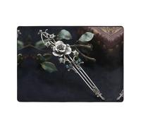 WZYWHJ Tapis de sol antidérapant pour salon, chambre d'enfant, tapis de jeu, 203,2 x 147,3 cm, imprimé épingle à cheveux argentée vintage