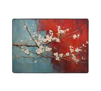 WZYWHJ Tapis de sol antidérapant pour salon, chambre d'enfant, tapis de jeu, 203,2 x 147,3 cm, imprimé fleurs d'amandier