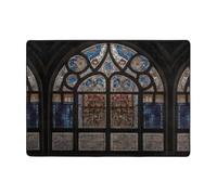 WZYWHJ Tapis de sol antidérapant pour salon, chambre d'enfant, tapis de jeu, 203,2 x 147,3 cm, imprimé gothique, vitrail