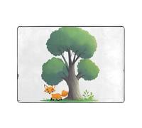 WZYWHJ Tapis de sol antidérapant pour salon, chambre d'enfant, tapis de jeu, 203,2 x 147,3 cm, imprimé petit renard derrière l'arbre