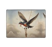 WZYWHJ Tapis de sol antidérapant pour salon, chambre d'enfant, tapis de jeu, 203,2 x 147,3 cm, imprimé petites hirondelles se balançant