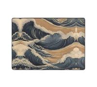 WZYWHJ Tapis de sol antidérapant pour salon, chambre d'enfant, tapis de jeu, 203,2 x 147,3 cm, imprimé vagues de la Baltique