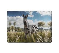 WZYWHJ Tapis de sol antidérapant pour salon, chambre d'enfant, tapis de jeu, 203,2 x 147,3 cm, imprimé zèbre sur la prairie