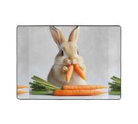 WZYWHJ Tapis de sol antidérapant pour salon, chambre d'enfant, tapis de jeu 203,2 x 147,3 cm, motif lapin mangeant des carottes
