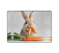 WZYWHJ Tapis de sol antidérapant pour salon, chambre d'enfant, tapis de jeu, 203,2 x 147,3 cm, motif lapin mangeant des carottes