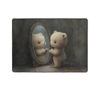 WZYWHJ Tapis de sol antidérapant pour salon, chambre d'enfant, tapis de jeu, 203,2 x 147,3 cm, motif ours dans le miroir