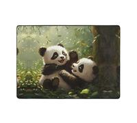 WZYWHJ Tapis de sol antidérapant pour salon, chambre d'enfant, tapis de jeu, 203,2 x 147,3 cm, motif panda rouge mignon